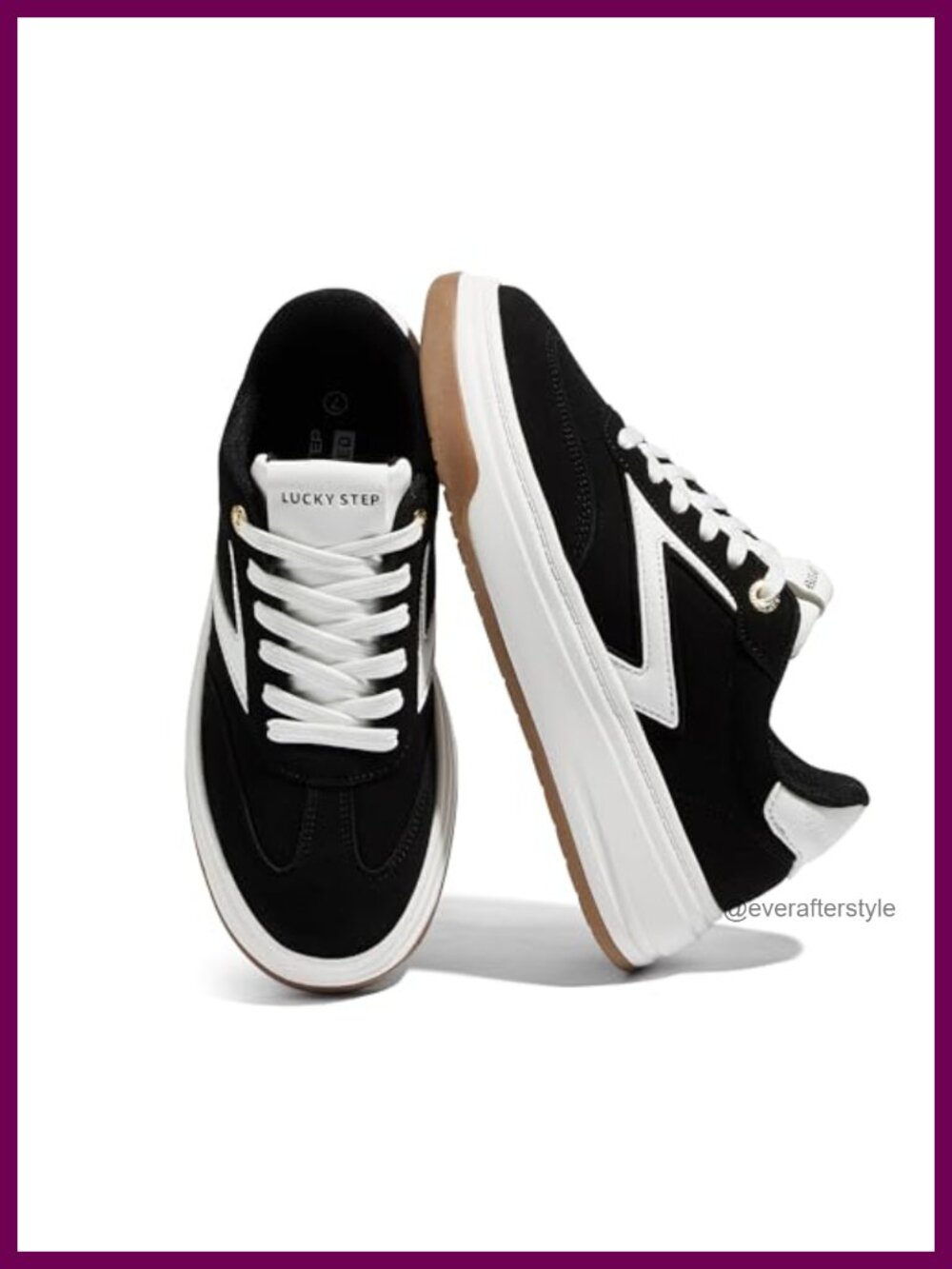 Women's Retro Chunky Platform Sneakers with Suede Overlays Memory Foam Insole